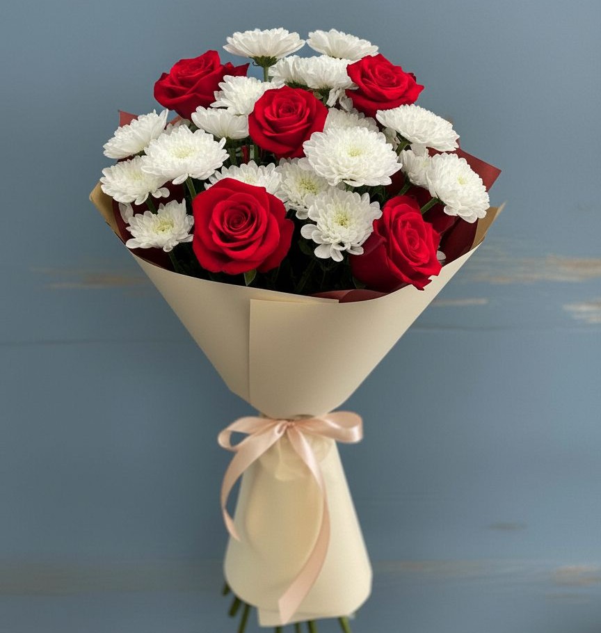 Букет цветов из: Розы и Хризантемы в Уинское