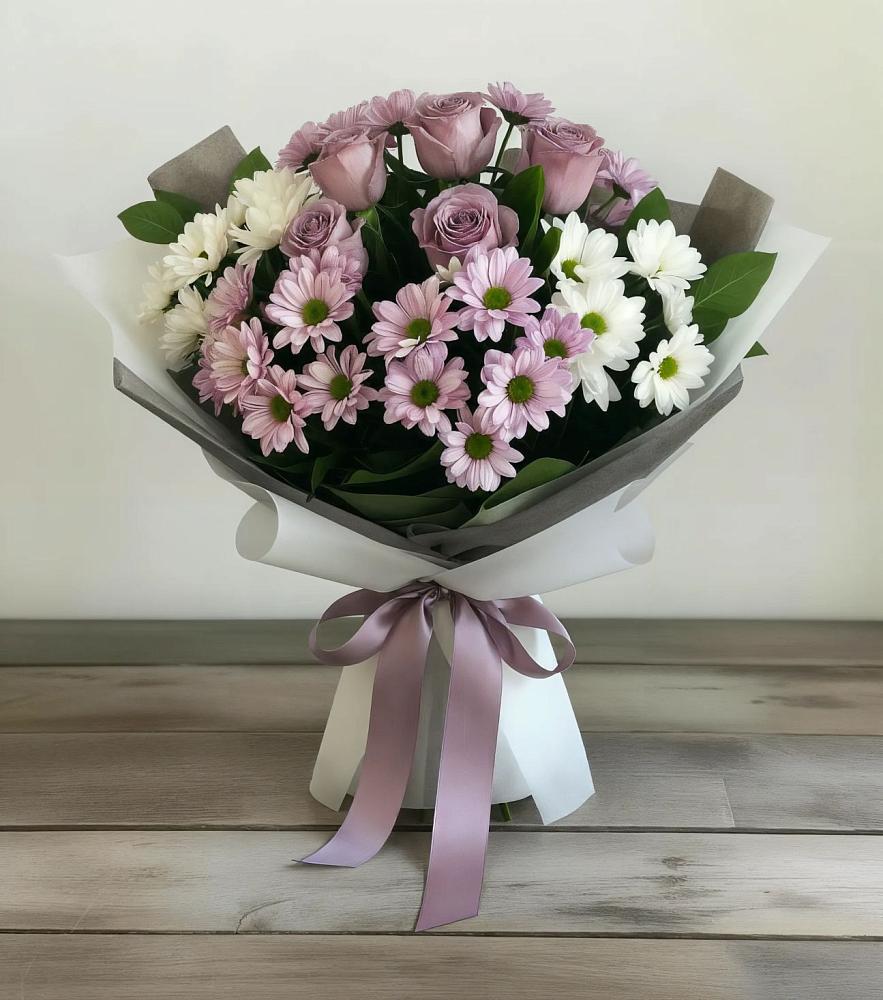 Букет цветов из: Хризантемы и Розы в Уинское