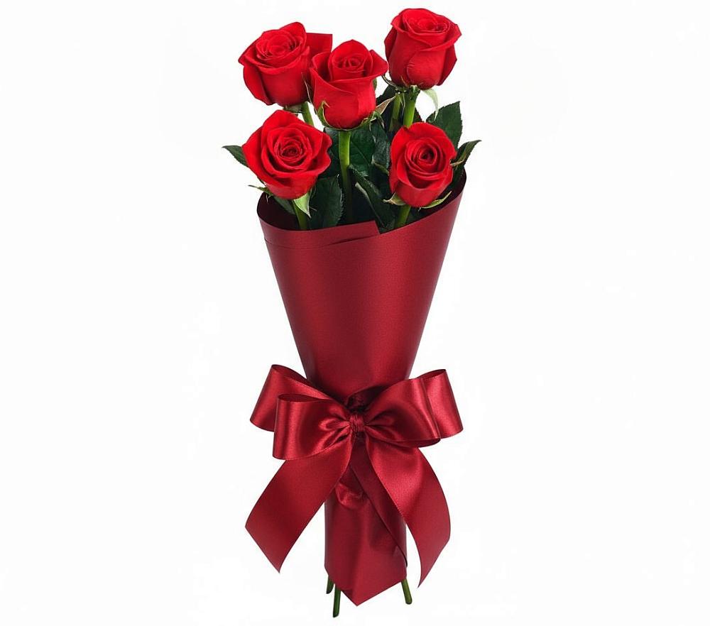 Букет 5 Красных роз Эдлесс Лав в Уинское