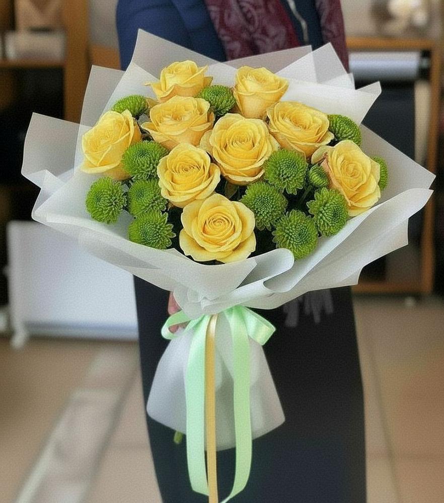 Букет цветов из: Хризантемы и Розы в Уинское