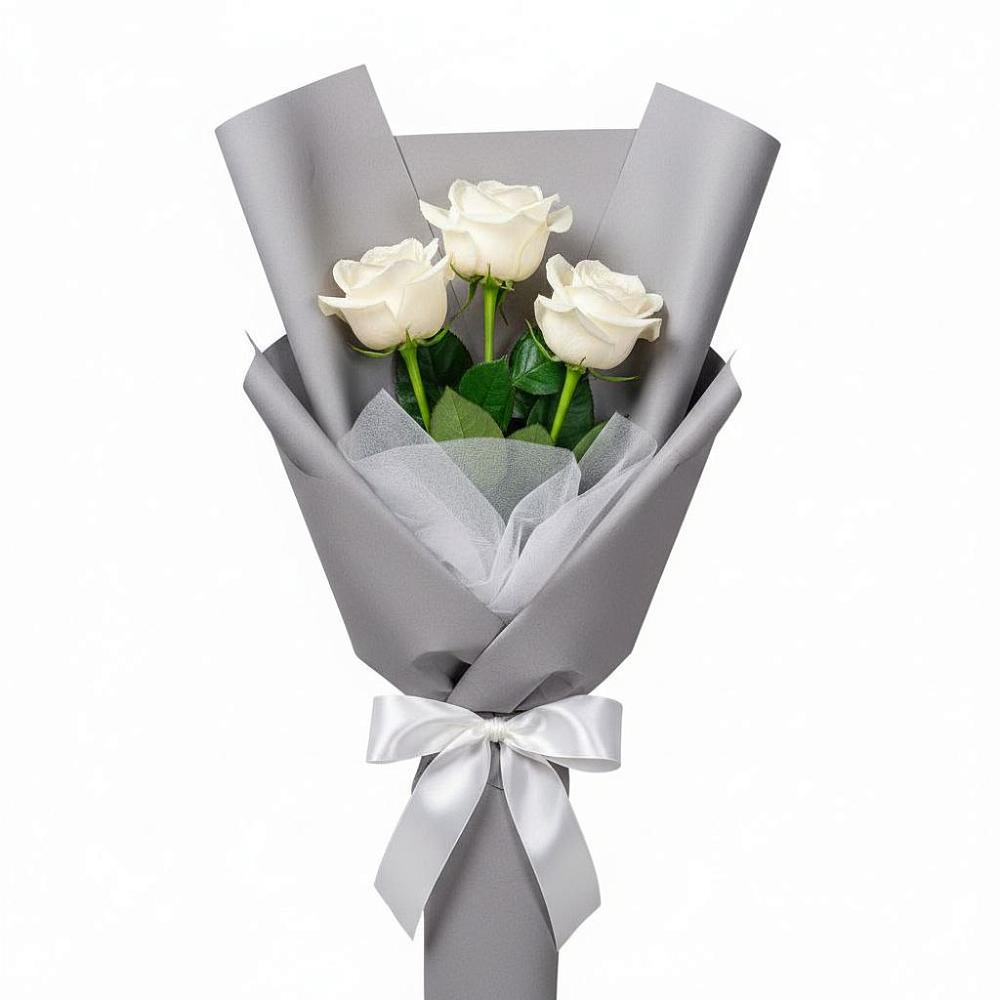 Букет 3 белые розы в Уинское