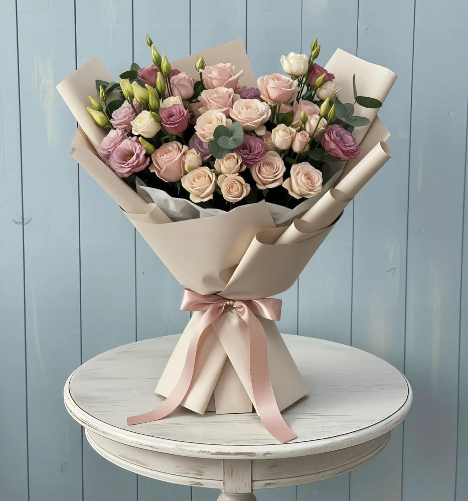 Букет цветов из: Розы и Лизиантусы в Уинское