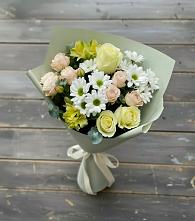 Букет цветов из:  Альстромерии, Розы и Хризантемы в Уинское