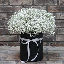 Цветочная композиция из Гипсофила в шляпной коробке в Уинское