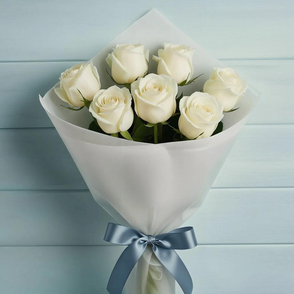 Букет 7 Белых роз Эдлесс Лав в Уинское