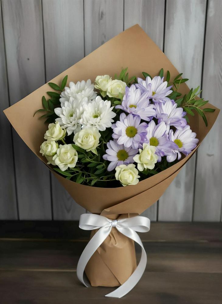 Букет цветов из: Хризантемы и Розы в Уинское
